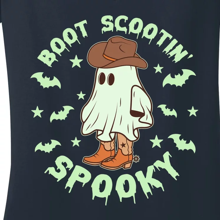 Funny Halloween Boot Scootin Spooky Cowboy Ghost Women's V-Neck T-Shirt