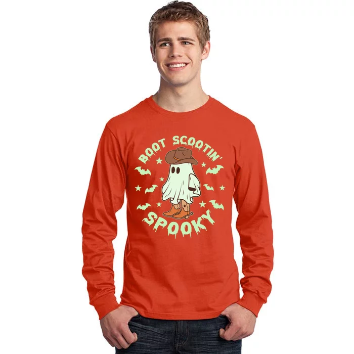 Funny Halloween Boot Scootin Spooky Cowboy Ghost Tall Long Sleeve T-Shirt