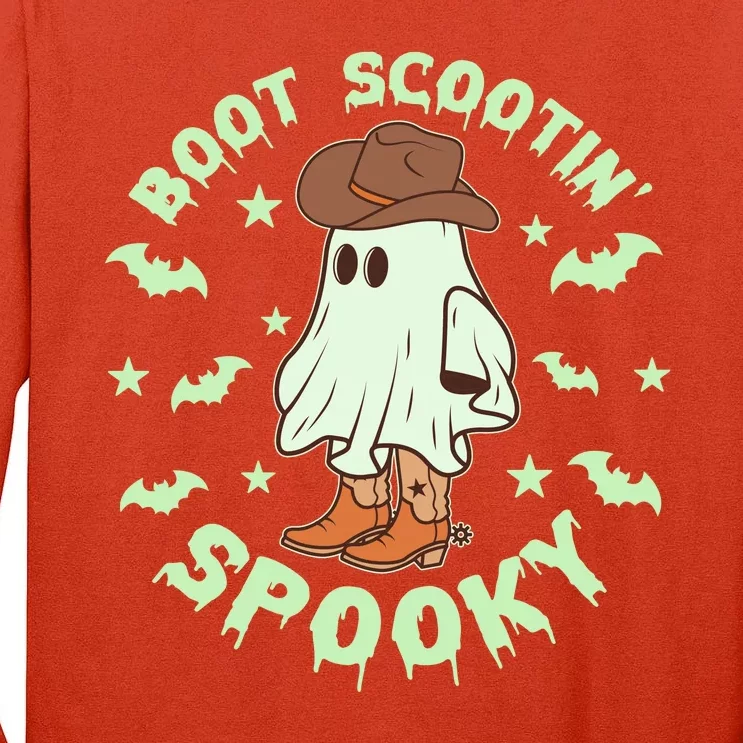 Funny Halloween Boot Scootin Spooky Cowboy Ghost Tall Long Sleeve T-Shirt