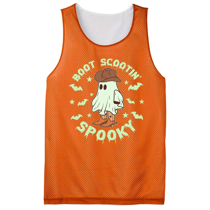 Funny Halloween Boot Scootin Spooky Cowboy Ghost Mesh Reversible Basketball Jersey Tank