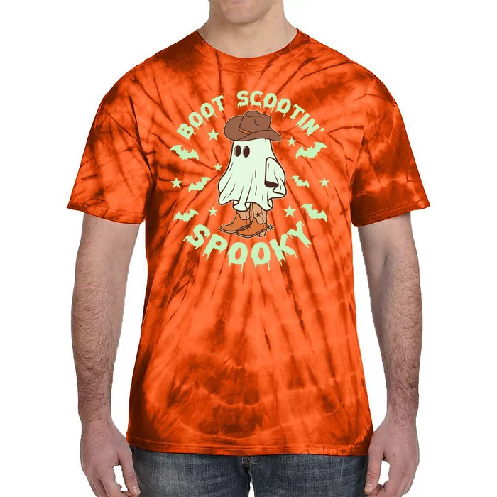 Funny Halloween Boot Scootin Spooky Cowboy Ghost Tie-Dye T-Shirt