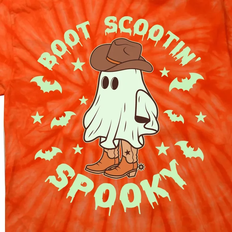 Funny Halloween Boot Scootin Spooky Cowboy Ghost Tie-Dye T-Shirt