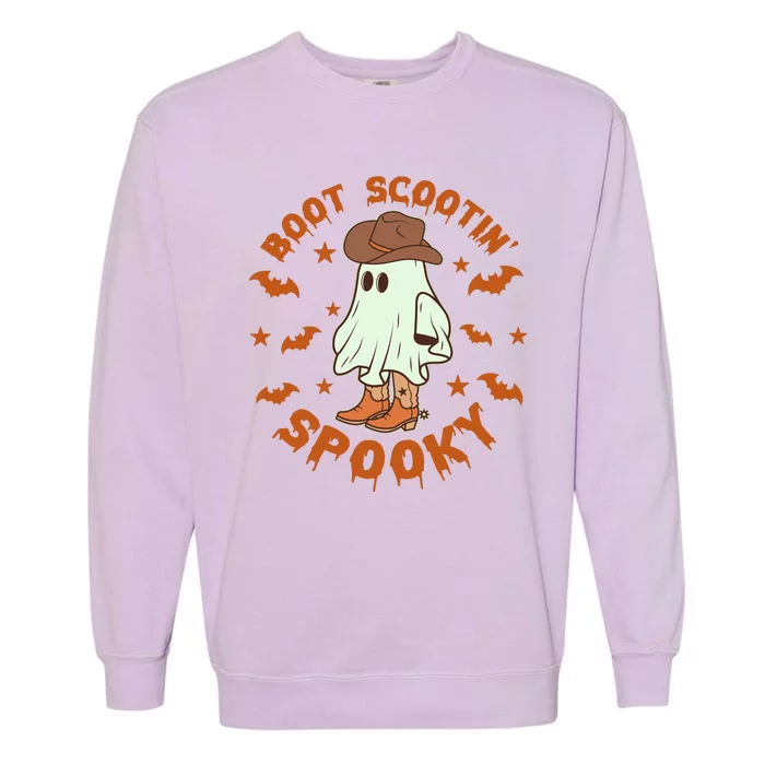 Funny Halloween Boot Scootin Spooky Cowboy Ghost Garment-Dyed Sweatshirt