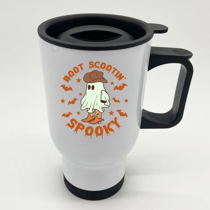 Funny Halloween Boot Scootin Spooky Cowboy Ghost Front & Back Stainless Steel Travel Mug