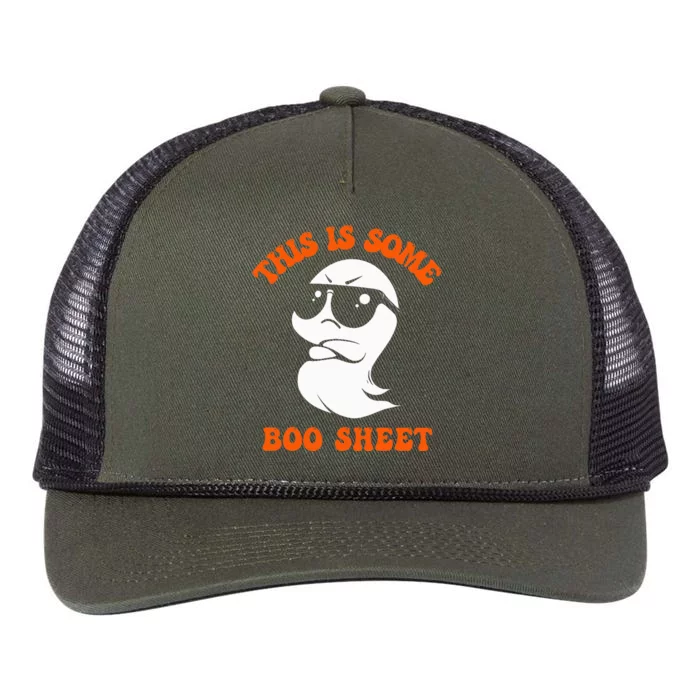 Funny Halloween Boo Ghost Costume This Is Some Boo Sheet Retro Rope Trucker Hat Cap