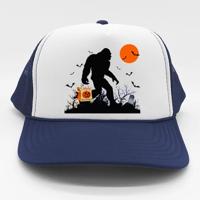 Funny Halloween Bigfoot Trick or Treating Bigfoot Trucker Hat