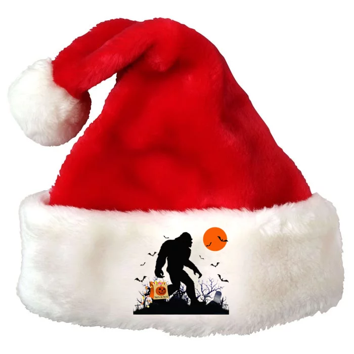 Funny Halloween Bigfoot Trick or Treating Bigfoot Premium Christmas Santa Hat