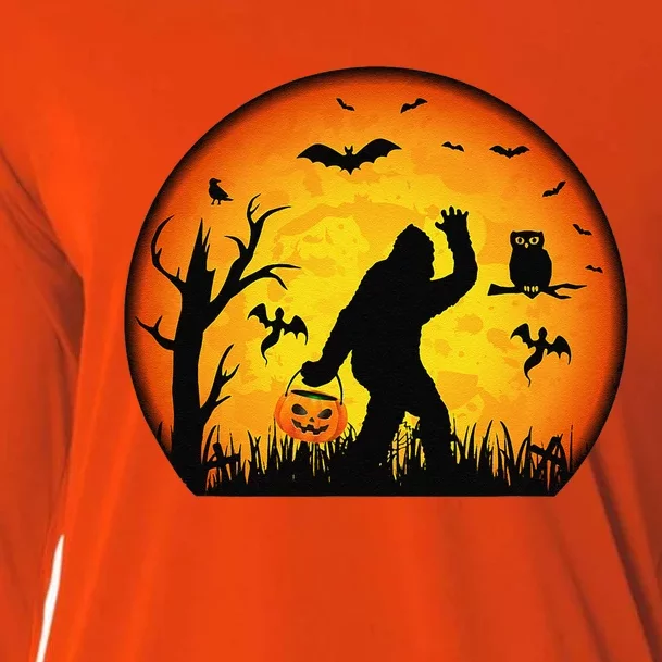 Funny Halloween Bigfoot Halloween Costume Bigfoot Pumpkin Cooling Performance Long Sleeve Crew