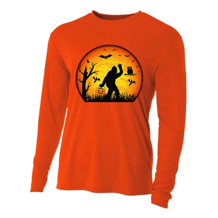 Funny Halloween Bigfoot Halloween Costume Bigfoot Pumpkin Cooling Performance Long Sleeve Crew