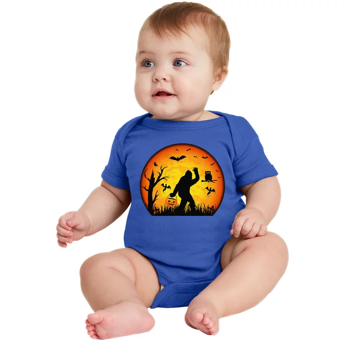 Funny Halloween Bigfoot Halloween Costume Bigfoot Pumpkin Baby Bodysuit