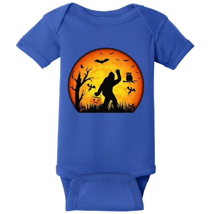 Funny Halloween Bigfoot Halloween Costume Bigfoot Pumpkin Baby Bodysuit