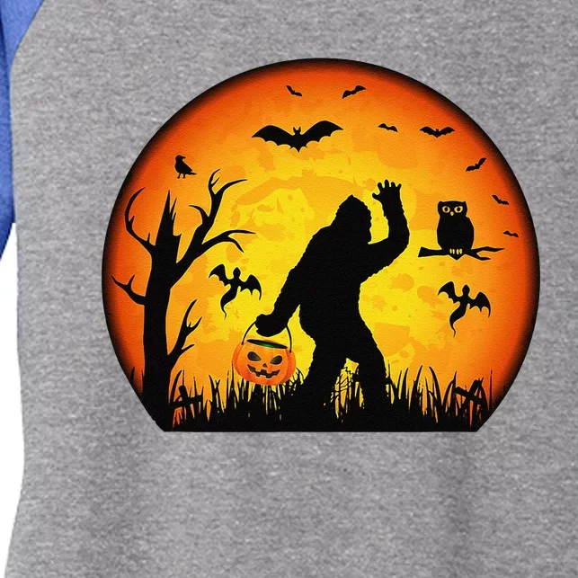 Funny Halloween Bigfoot Halloween Costume Bigfoot Pumpkin Women's Tri-Blend 3/4-Sleeve Raglan Shirt