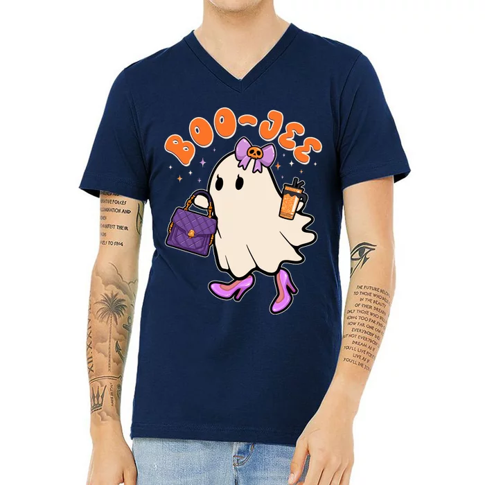 Funny Halloween BooJee Bougie Ghost Girl V-Neck T-Shirt