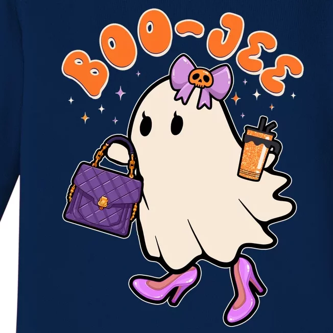 Funny Halloween BooJee Bougie Ghost Girl Baby Long Sleeve Bodysuit