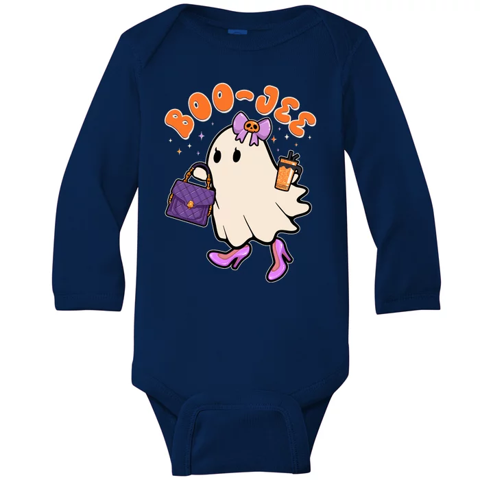 Funny Halloween BooJee Bougie Ghost Girl Baby Long Sleeve Bodysuit