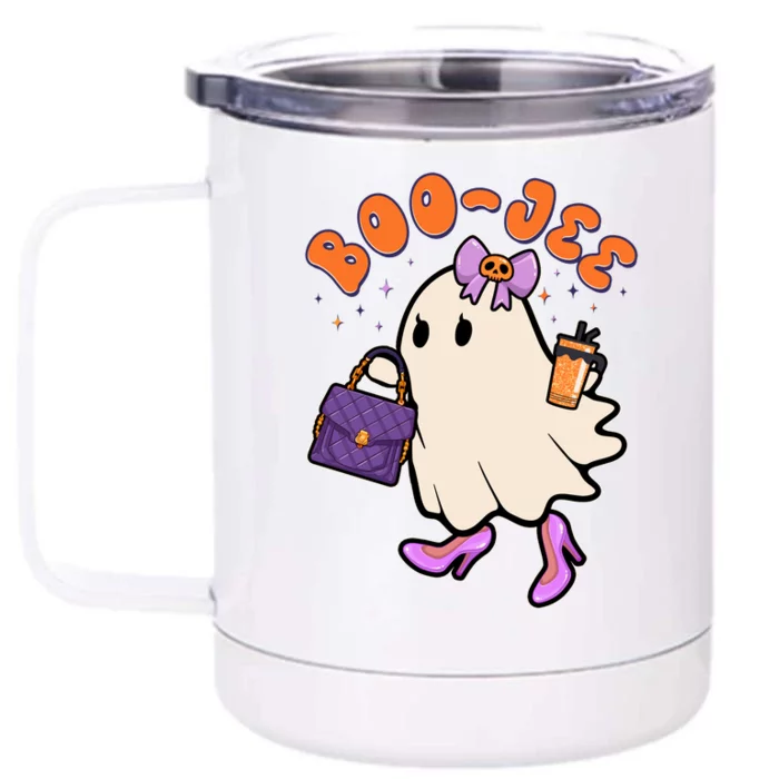 Funny Halloween BooJee Bougie Ghost Girl Front & Back 12oz Stainless Steel Tumbler Cup