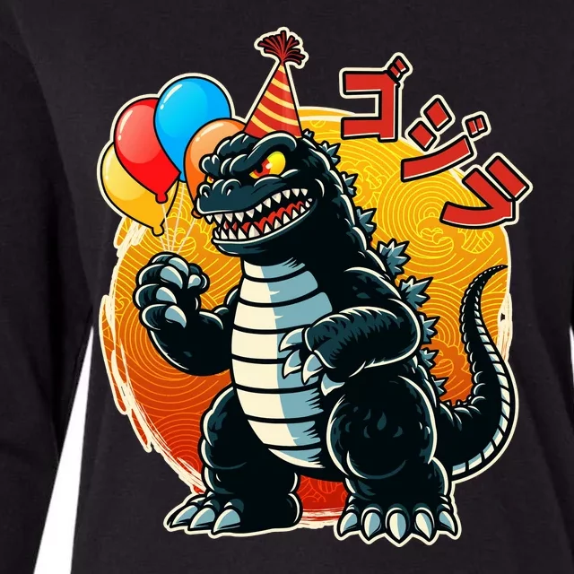 Funny Happy Birthday Japanese Kaiju Monster Womens Cotton Relaxed Long Sleeve T-Shirt