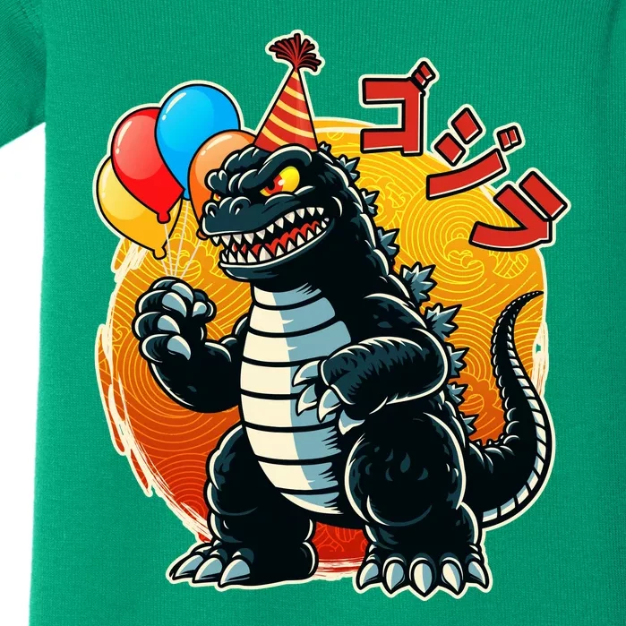 Funny Happy Birthday Japanese Kaiju Monster Baby Bodysuit