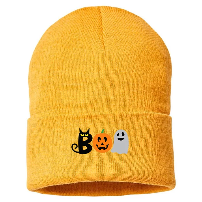 Funny Halloween BOO Pumpkins Costume Sustainable Knit Beanie