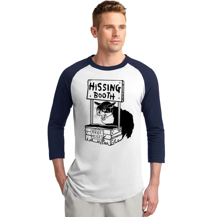 Funny Hissing Booth Kitten Kitty Cat Furmom Furdad Baseball Sleeve Shirt