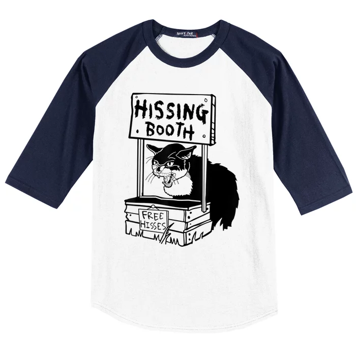 Funny Hissing Booth Kitten Kitty Cat Furmom Furdad Baseball Sleeve Shirt