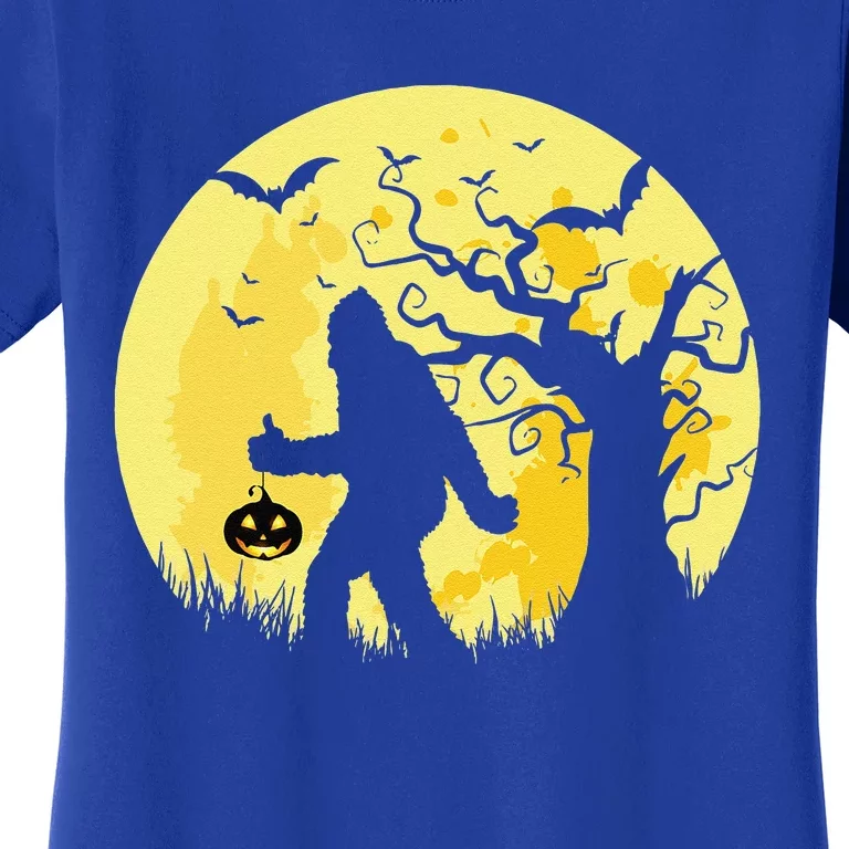 Funny Halloween Bigfoot Sasquatch Trick And Treat Full Moon Women's T-Shirt