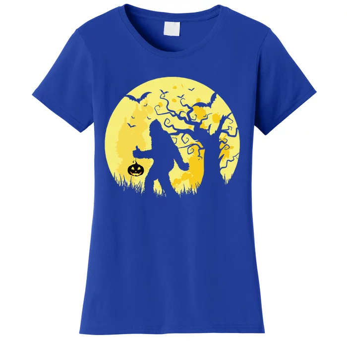 Funny Halloween Bigfoot Sasquatch Trick And Treat Full Moon Women's T-Shirt