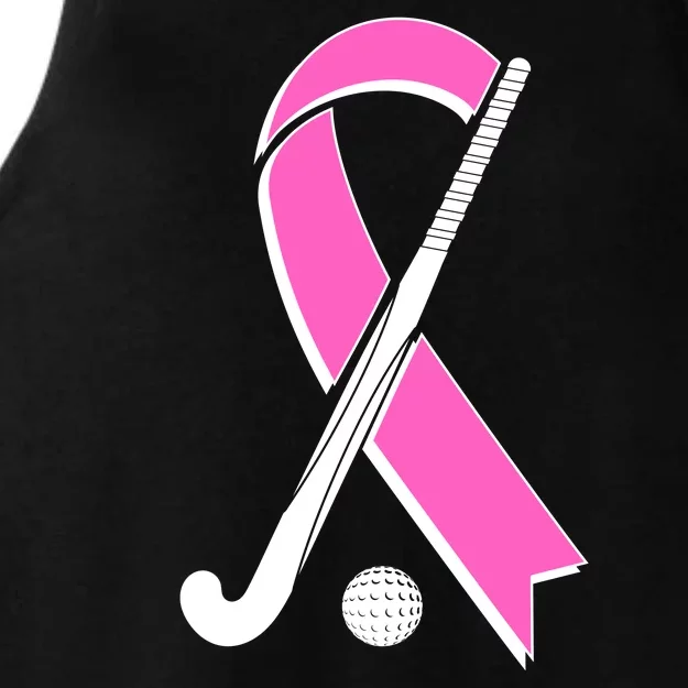 Field Hockey Breast Cancer Awareness Ribbon Ladies Tri-Blend Wicking Tank