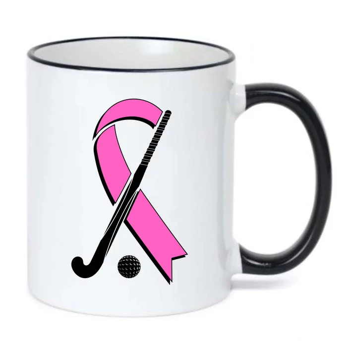 Field Hockey Breast Cancer Awareness Ribbon Black Color Changing Mug