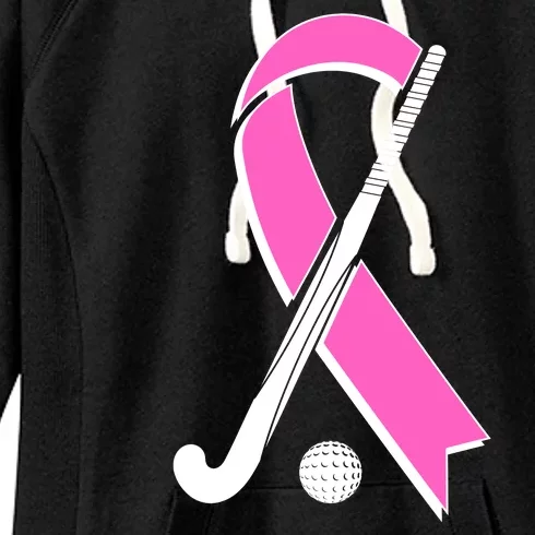 Field Hockey Breast Cancer Awareness Ribbon Women's Fleece Hoodie