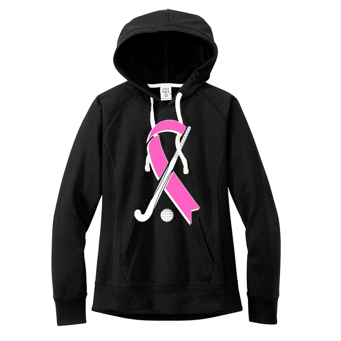 Field Hockey Breast Cancer Awareness Ribbon Women's Fleece Hoodie