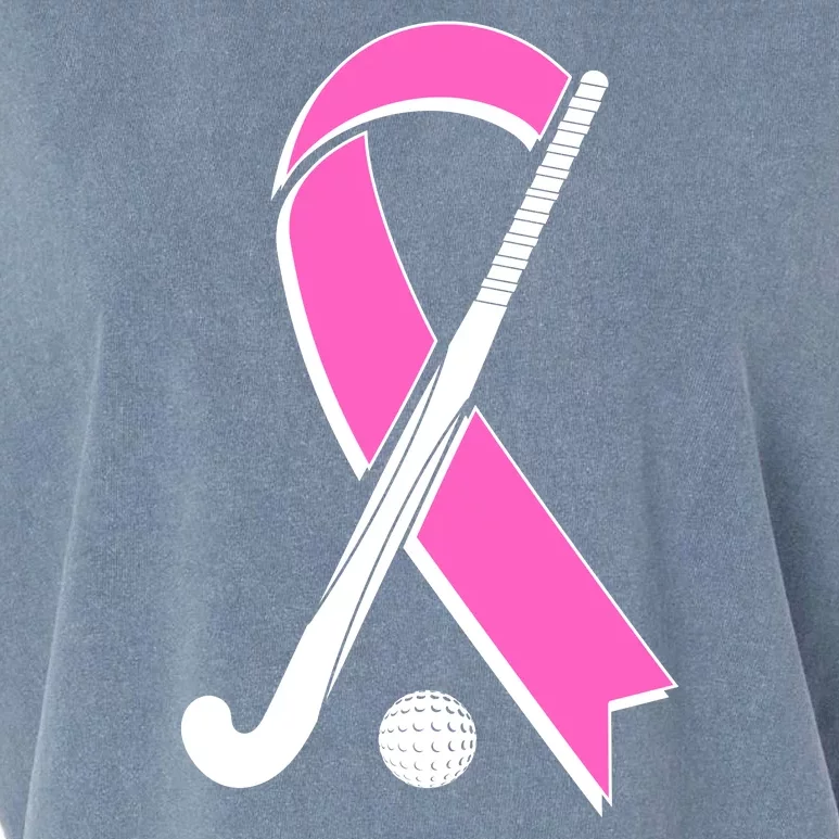 Field Hockey Breast Cancer Awareness Ribbon Garment-Dyed Women's Muscle Tee