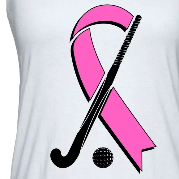 Field Hockey Breast Cancer Awareness Ribbon Ladies Essential Flowy Tank