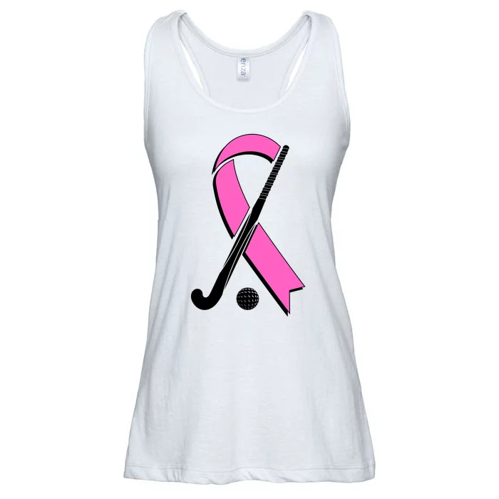 Field Hockey Breast Cancer Awareness Ribbon Ladies Essential Flowy Tank