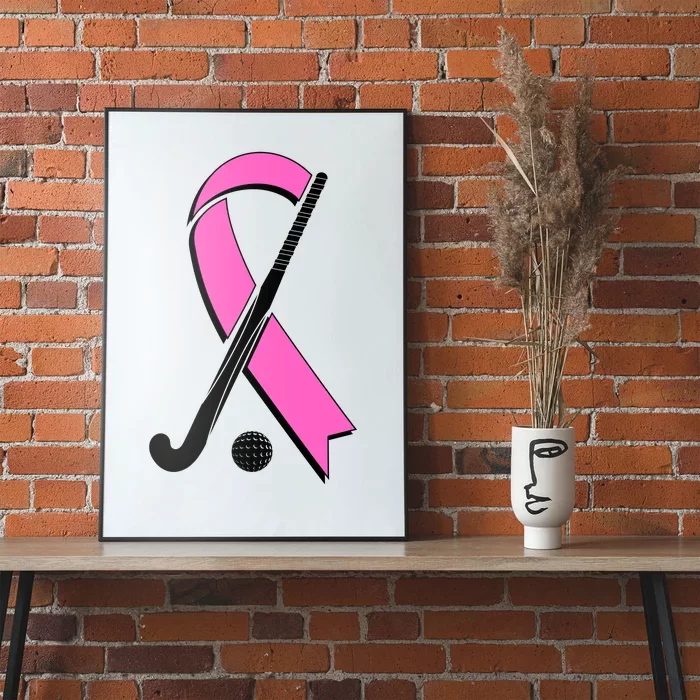 Field Hockey Breast Cancer Awareness Ribbon Poster