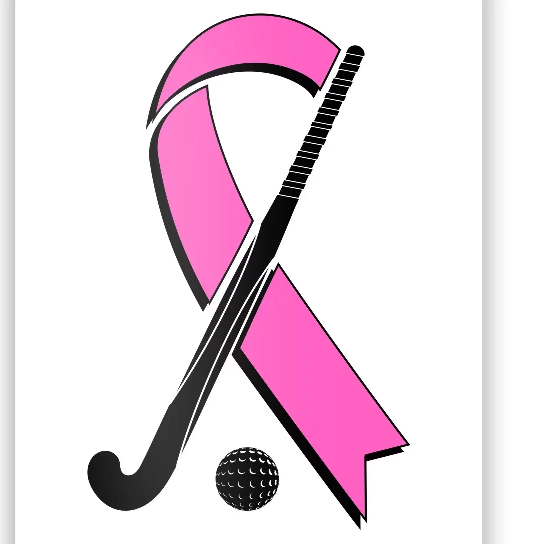 Field Hockey Breast Cancer Awareness Ribbon Poster