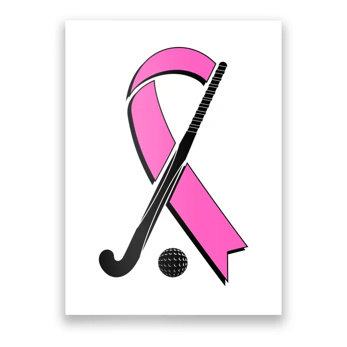 Field Hockey Breast Cancer Awareness Ribbon Poster