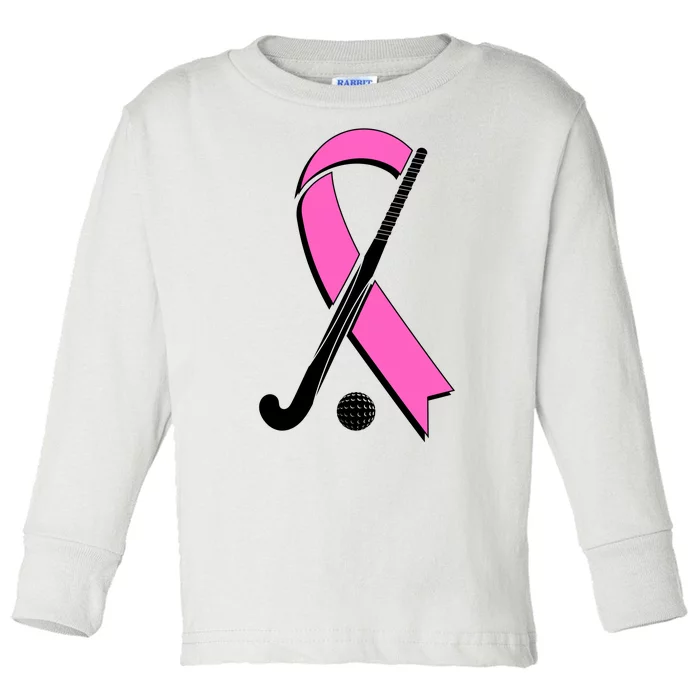 Field Hockey Breast Cancer Awareness Ribbon Toddler Long Sleeve Shirt