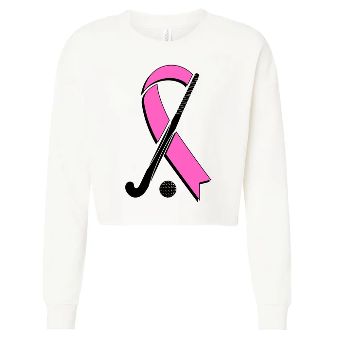 Field Hockey Breast Cancer Awareness Ribbon Cropped Pullover Crew