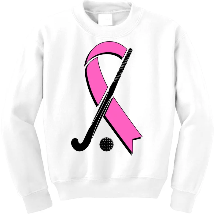 Field Hockey Breast Cancer Awareness Ribbon Kids Sweatshirt