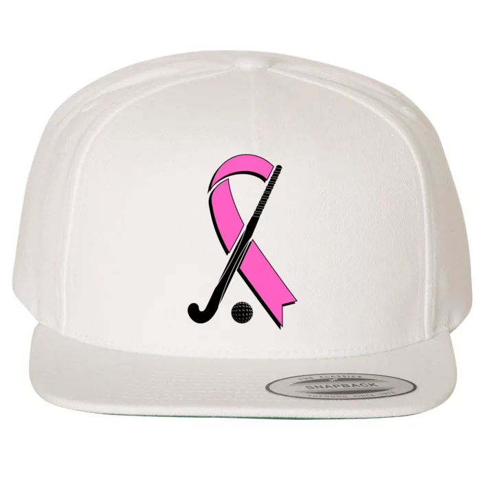 Field Hockey Breast Cancer Awareness Ribbon Wool Snapback Cap