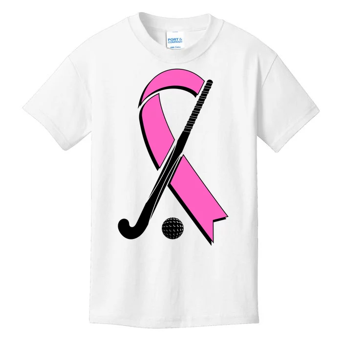 Field Hockey Breast Cancer Awareness Ribbon Kids T-Shirt