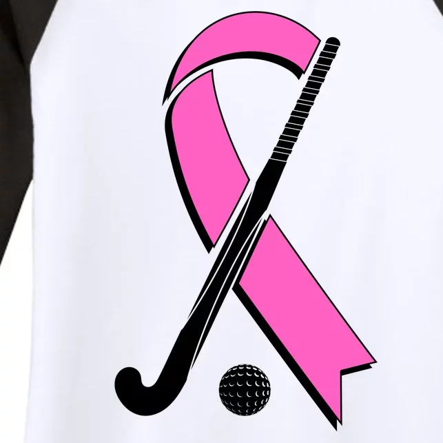 Field Hockey Breast Cancer Awareness Ribbon Women's Tri-Blend 3/4-Sleeve Raglan Shirt