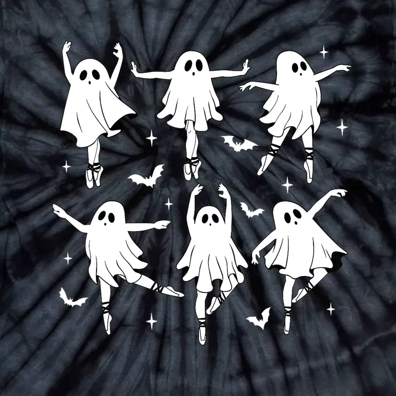 Funny Halloween Ballet Ghost Ballet Dancer Spooky Dance Teacher Gift Tie-Dye T-Shirt