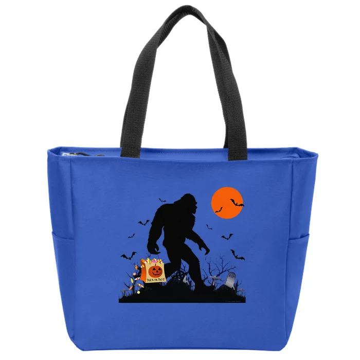 Funny Halloween Bigfoot Trick Or Treating Bigfoot Zip Tote Bag