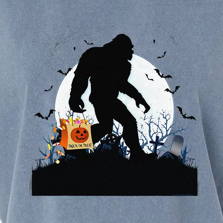 Funny Halloween Bigfoot Trick Or Treating Full Moon Bigfoot Gift Garment-Dyed Women's Muscle Tee