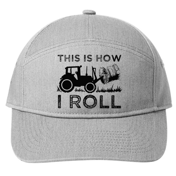 Funny Hay Bale How I Roll Gift Cool Farmer Tractor Driver 7-Panel Snapback Hat