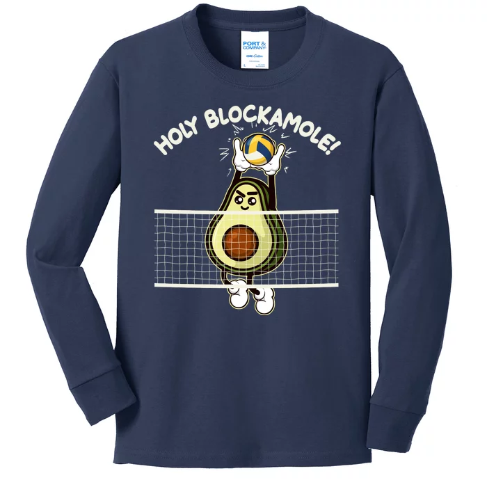 Funny Holy Blockamole Avocado Volleyball Kids Long Sleeve Shirt