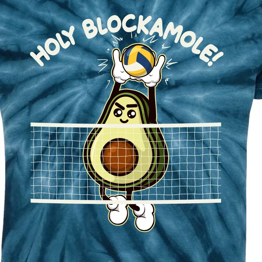 Funny Holy Blockamole Avocado Volleyball Kids Tie-Dye T-Shirt