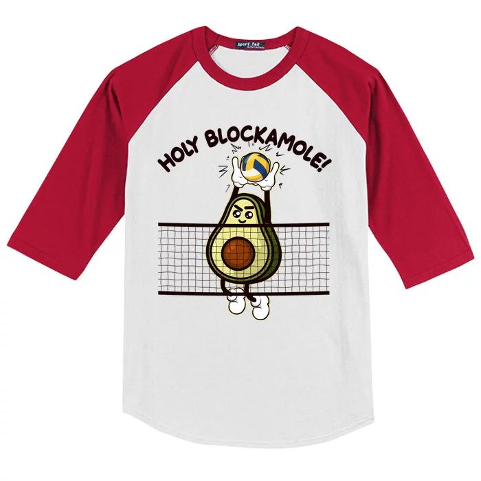 Funny Holy Blockamole Avocado Volleyball Kids Colorblock Raglan Jersey